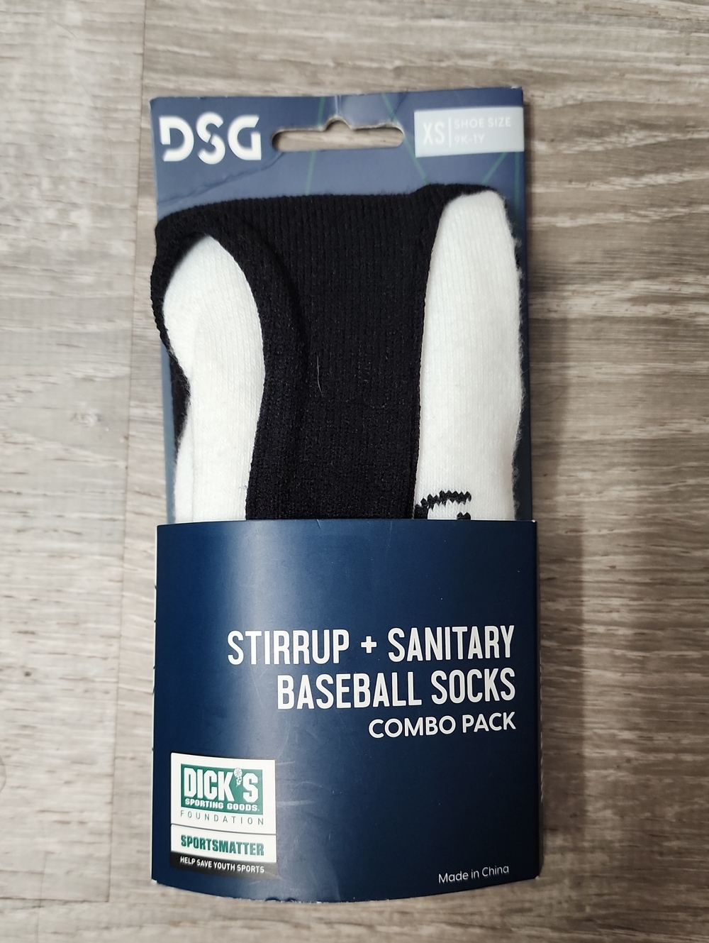DSG Black & White Stirrup + Sanitary Baseball Socks Combo Pack